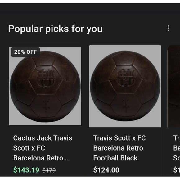 Travis Scott Cactus Jack FC Barcelona Heritage Leather Soccer Ball Brown Vintage - Picture 2 of 2